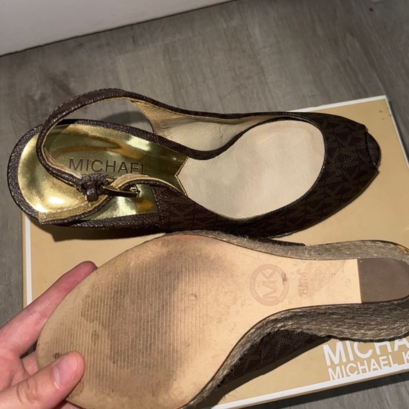 Michael Kors Dark Brown Wedge Heel Espadrilles with Open Toe - Picture 4 of 4